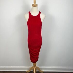 SER.O.YA Red Ruched Halter Dress Size Small